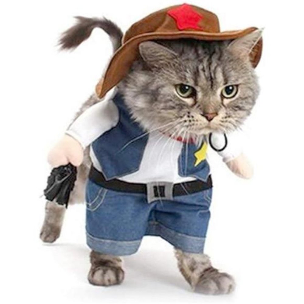 Cowboy Dog Costume with Hat Halloween Party Clothes for Cat and Small Puppies